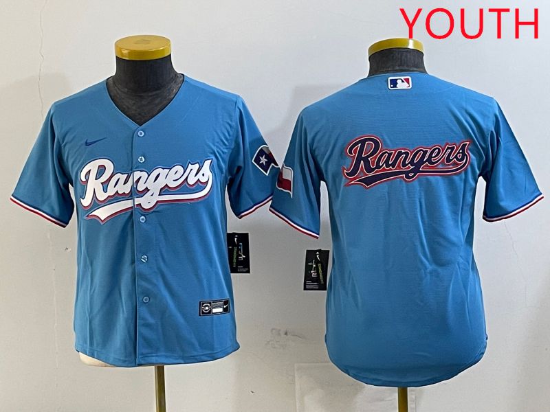 Youth Texas Rangers Blank Light Blue Game 2025 Nike MLB Jersey style 5